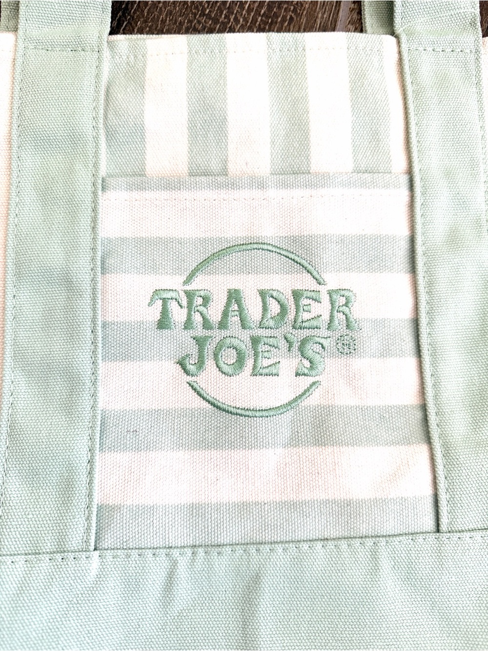 Trader Joe's Limited Edition Seafoam Green Mini Stripe Tote—Summer ‘26 Collector - Picture 5 of 8